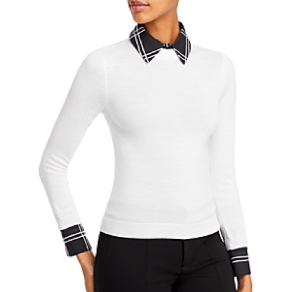 Alice + Olivia Porla Collared Wool Sweater  Top Size Small NWT